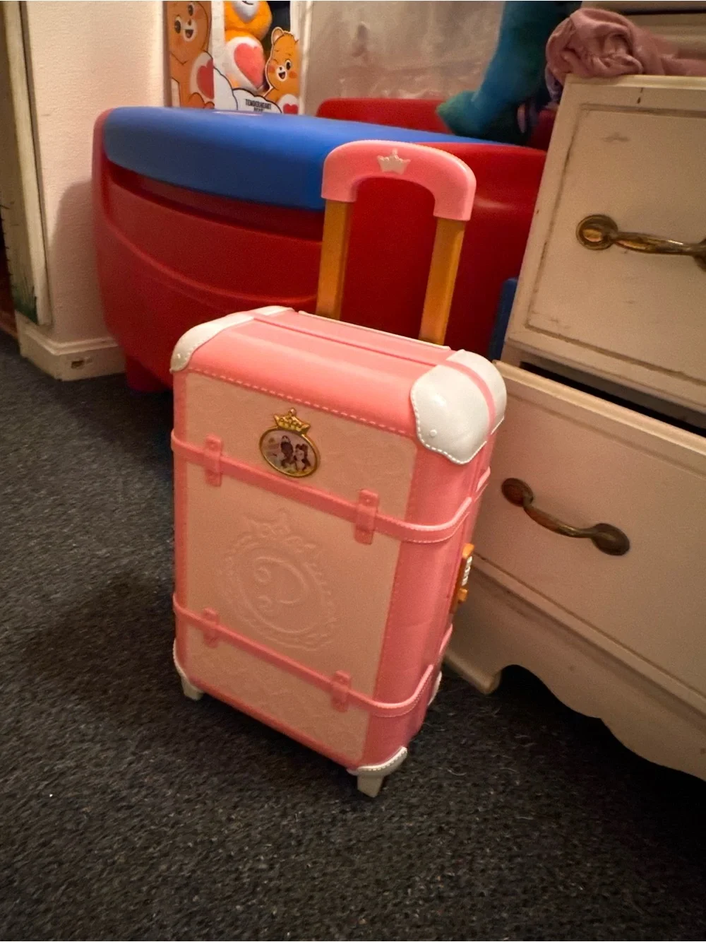 Disney Pink and White Rolling Toy Suitcase pretend play princess
